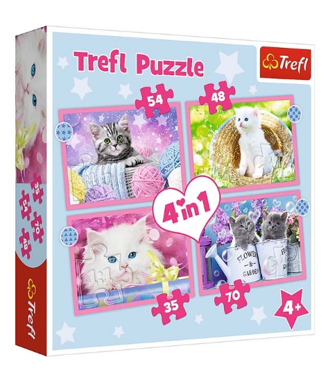 Imagine Puzzle Trefl 4 in 1 Pisicutele Dragalase