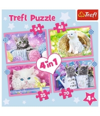 Imagine Puzzle Trefl 4 in 1 Pisicutele Dragalase