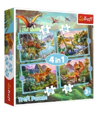 Imagine Puzzle Trefl 4 in 1 Lumea dinozaurilor