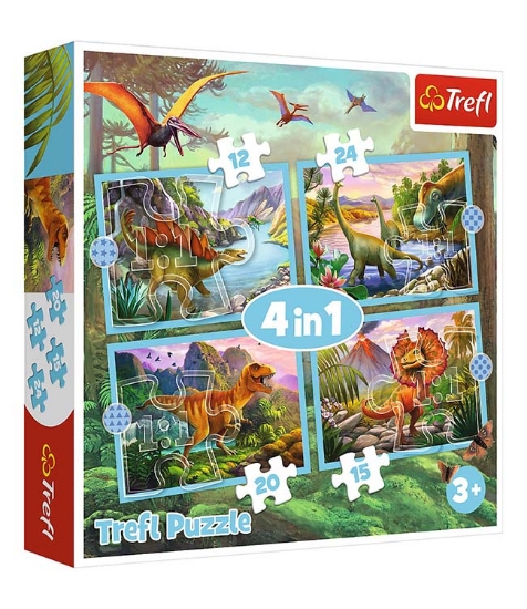 Imagine Puzzle Trefl 4 in 1 Lumea dinozaurilor