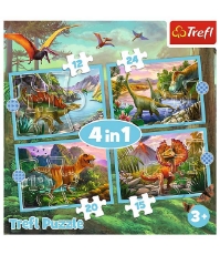 Imagine Puzzle Trefl 4 in 1 Lumea dinozaurilor