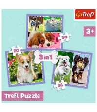 Imagine Puzzle Trefl 3 in 1 Catelusii adorabili