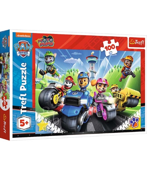 Imagine Puzzle Trefl 100 piese Patrula Catelusilor catelusii pe motociclete