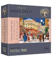 Imagine Puzzle Trefl din lemn 1000 piese Strada pregatita de Craciun