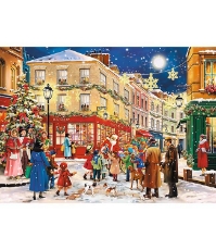 Imagine Puzzle Trefl din lemn 1000 piese Strada pregatita de Craciun