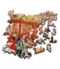 Imagine Puzzle Trefl din lemn 1000 piese Strada pregatita de Craciun