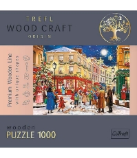 Imagine Puzzle Trefl din lemn 1000 piese Strada pregatita de Craciun