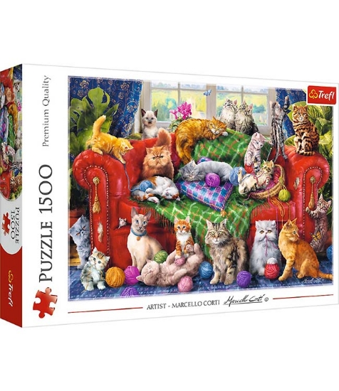 Imagine Puzzle Trefl 1500 Pisicutele pe canapea