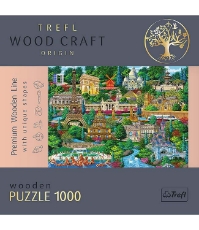 Imagine Puzzle Trefl din lemn 1000 piese Obiective turistice faimoase din Franta