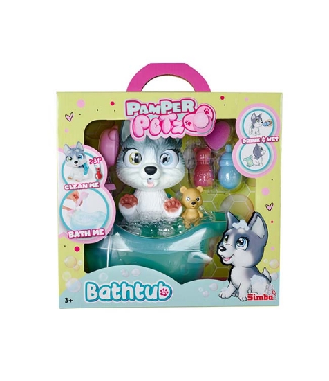 Imagine Pamper Petz catelusul Husky la baie