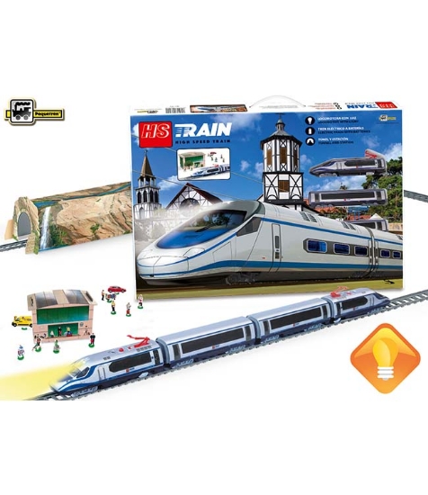 Imagine Trenulet electric High Speed cu statie, indicator de sina si tunel