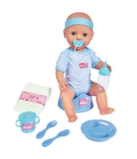 Imagine Papusa New Born Baby, Baby Doll 43 cm cu accesorii albastru