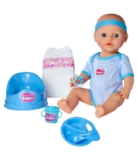 Imagine Papusa New Born Baby, Baby Doll 43 cm cu accesorii albastru
