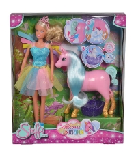 Imagine Papusa Steffi Love Welcome Unicorn 29 cm cu 2 figurine si cadita