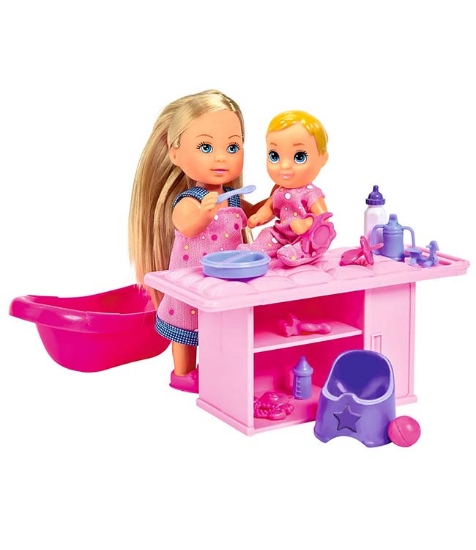 Imagine Papusa Evi Love Babysitter 12 cm cu figurina si accesorii