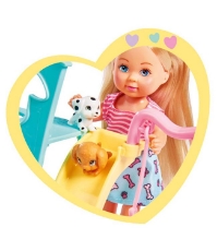 Imagine Papusa Evi Love Puppy Fun 12 cm cu 3 figurine si accesorii