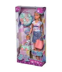 Imagine Papusa Steffi Love Baby Car 29 cm cu figurina si accesorii