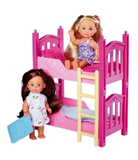 Imagine Set Evi Love 2 Floor Bed cu 2 papusi 12 cm si pat supraetajat