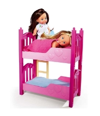 Imagine Set Evi Love 2 Floor Bed cu 2 papusi 12 cm si pat supraetajat