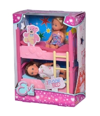 Imagine Set Evi Love 2 Floor Bed cu 2 papusi 12 cm si pat supraetajat