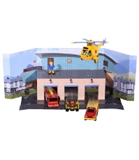 Imagine Pista de masini Fireman Sam Rescue Team Sam Fire cu 3 masinute, 1 elicopter si o figurina