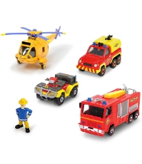 Imagine Pista de masini Fireman Sam Rescue Team Sam Fire cu 3 masinute, 1 elicopter si o figurina