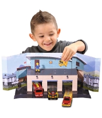 Imagine Pista de masini Fireman Sam Rescue Team Sam Fire cu 3 masinute, 1 elicopter si o figurina