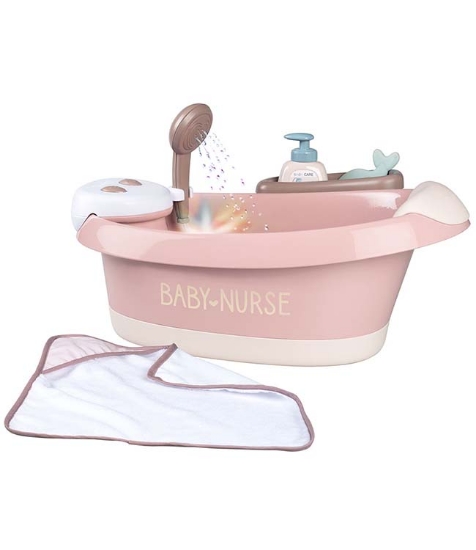 Imagine Cadita pentru papusa Baby Nurse Baleno Bath roz cu accesorii