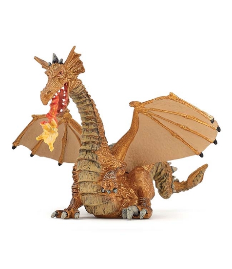 Imagine Figurina dragon auriu inaripat cu flacara