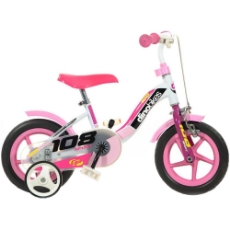 Imagine Bicicleta copii Dino Bikes 10' 108 Sport alb si roz cu frana