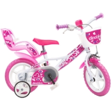 Imagine Bicicleta copii Dino Bikes 12' Little Heart alb si roz