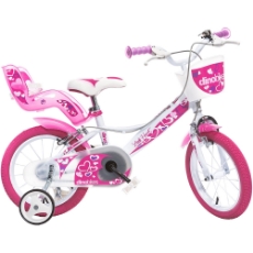 Imagine Bicicleta copii Dino Bikes 16' Little Heart alb si roz