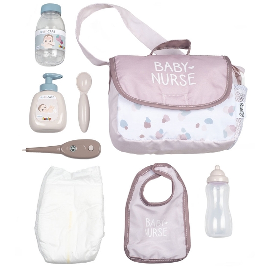 Imagine Gentuta de infasat pentru papusa Baby Nurse Changing Bag crem cu accesorii