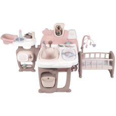 Imagine Centru de ingrijire pentru papusi Baby Nurse Doll`s Play Center maro cu 23 accesorii