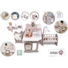 Imagine Centru de ingrijire pentru papusi Baby Nurse Doll`s Play Center maro cu 23 accesorii