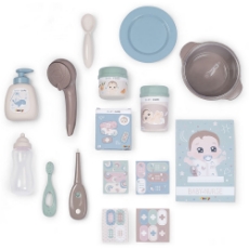 Imagine Centru de ingrijire pentru papusi Baby Nurse Doll`s Play Center maro cu 23 accesorii
