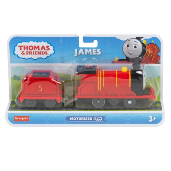 Imagine Thomas locomotiva motorizata James cu vagon