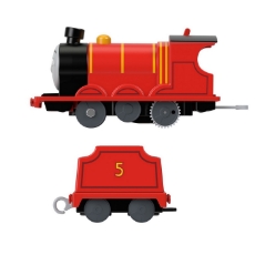 Imagine Thomas locomotiva motorizata James cu vagon