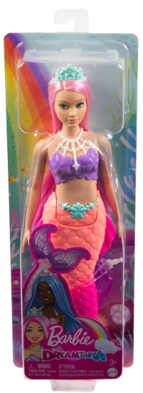 Imagine Barbie Dreamtopia papusa Sirena cu par roz si coada corai