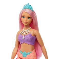 Imagine Barbie Dreamtopia papusa Sirena cu par roz si coada corai