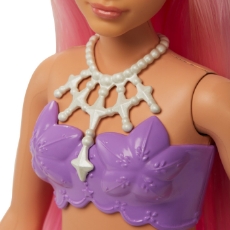 Imagine Barbie Dreamtopia papusa Sirena cu par roz si coada corai