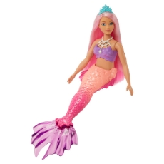 Imagine Barbie Dreamtopia papusa Sirena cu par roz si coada corai