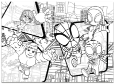 Imagine Puzzle de colorat maxi - Paienjenelul Marvel si prietenii lui uimitori (4 x 48 de piese)