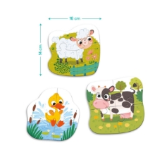 Imagine Puzzle 3 in 1  - Animalutele de la ferma (2,3,4 piese)