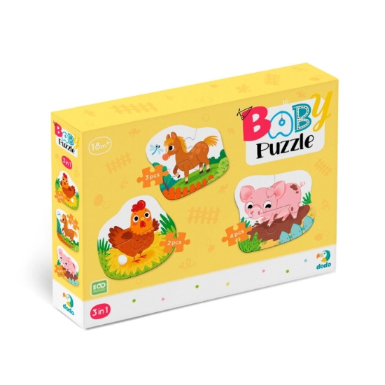 Imagine Puzzle 3 in 1 - O zi la ferma (2,3,4 piese)